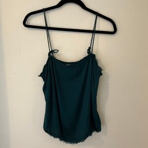 Intimately Free People Green Cami Top Fringe Trim‎ Adjustable Straps Boho